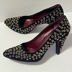 14. PRADA Black Gold & Silver Studded Heels • Made in Italy 8 | 38